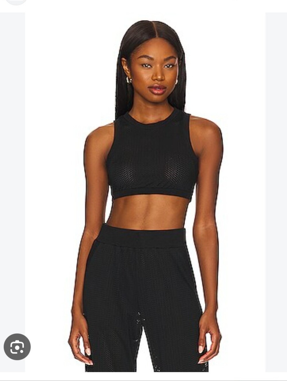 ALO Yoga Mesh All Star Cropped Bra Tank — Black